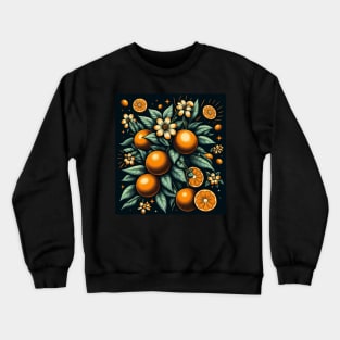 Orange Floral Illustration Crewneck Sweatshirt